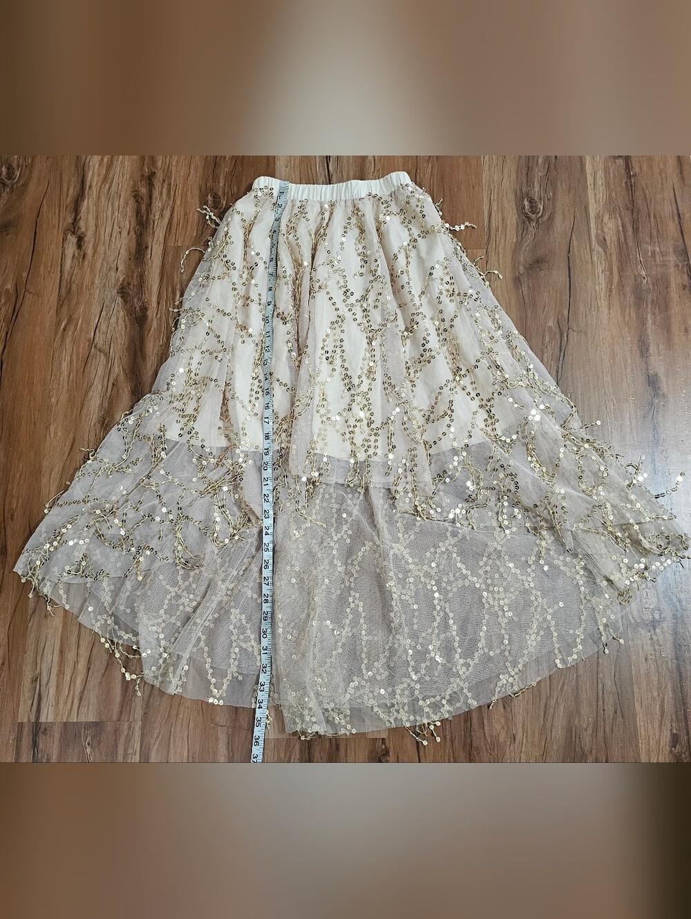 Mia Joy Girls Size 10 Beaded Ivory High-Low Tulle Skirt